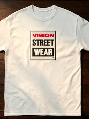 Vision street wear vintage logo t shirt 80's skateboarding tee White T-shirt